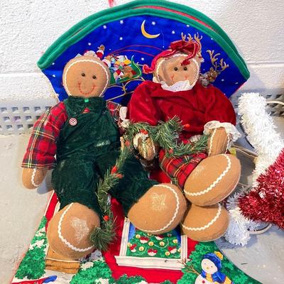 LOT 65: Large Christmas Collection - Mechanical / Musical Santa, Brass Candlestick Holders, Plush Animals, Signs and Much More