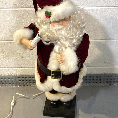 LOT 65: Large Christmas Collection - Mechanical / Musical Santa, Brass Candlestick Holders, Plush Animals, Signs and Much More