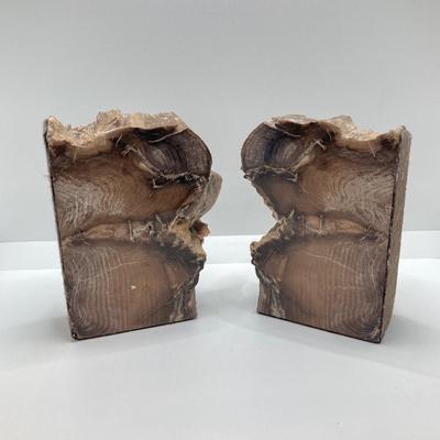 LOT 74: Pair of Petrified Wood Book Ends