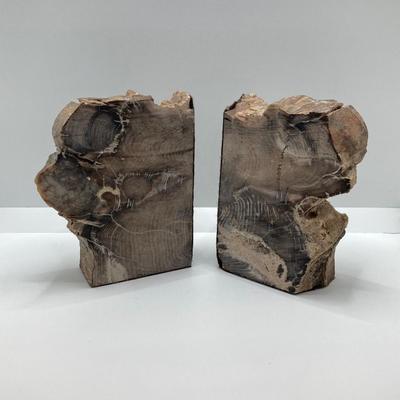 LOT 74: Pair of Petrified Wood Book Ends