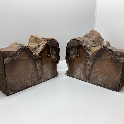 LOT 74: Pair of Petrified Wood Book Ends