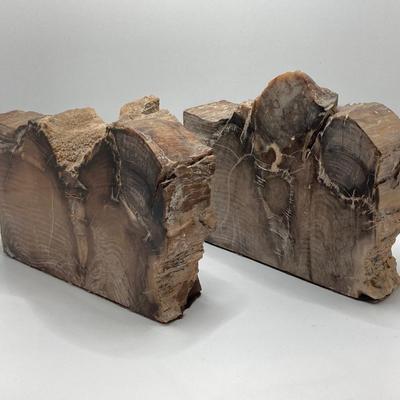LOT 74: Pair of Petrified Wood Book Ends
