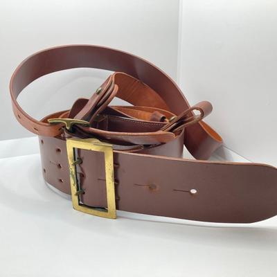 LOT 75: Vintage / Antique Sam Browne “Colt” Military Belt with Storage Cloth