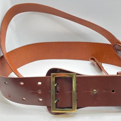 LOT 75: Vintage / Antique Sam Browne “Colt” Military Belt with Storage Cloth
