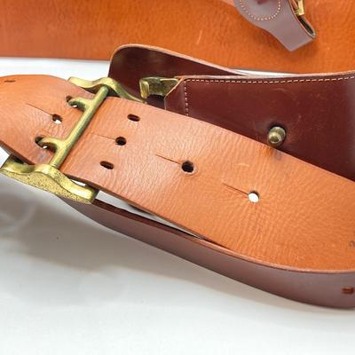 LOT 75: Vintage / Antique Sam Browne “Colt” Military Belt with Storage Cloth