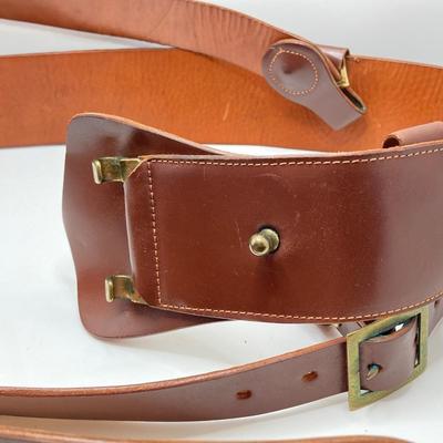 LOT 75: Vintage / Antique Sam Browne “Colt” Military Belt with Storage Cloth