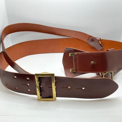 LOT 75: Vintage / Antique Sam Browne “Colt” Military Belt with Storage Cloth
