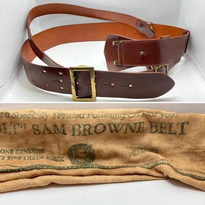 LOT 75: Vintage / Antique Sam Browne “Colt” Military Belt with Storage Cloth