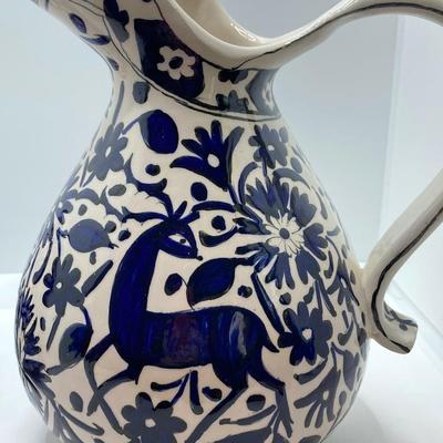 LOT 77: Hand Painted in Greece Potterty / Ceramic Pitcher and Vase