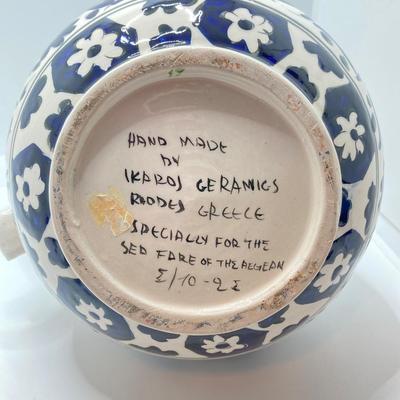 LOT 77: Hand Painted in Greece Potterty / Ceramic Pitcher and Vase