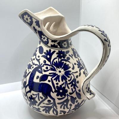 LOT 77: Hand Painted in Greece Potterty / Ceramic Pitcher and Vase