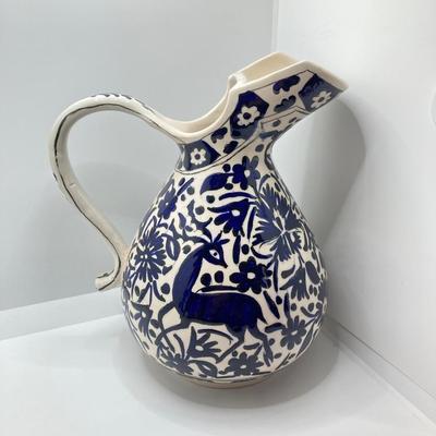 LOT 77: Hand Painted in Greece Potterty / Ceramic Pitcher and Vase