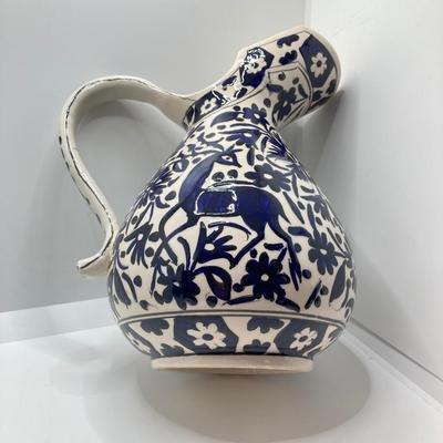 LOT 77: Hand Painted in Greece Potterty / Ceramic Pitcher and Vase