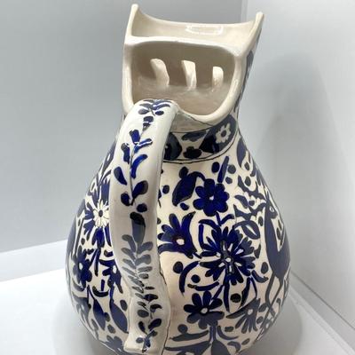 LOT 77: Hand Painted in Greece Potterty / Ceramic Pitcher and Vase