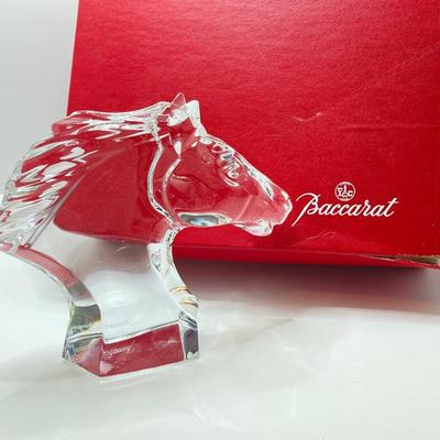 LOT 79: Stunning Baccarat France Crystal Horse Head with Box