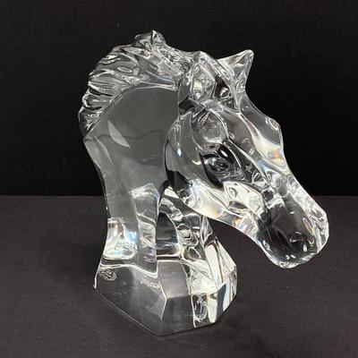 LOT 79: Stunning Baccarat France Crystal Horse Head with Box