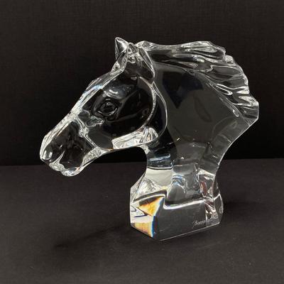 LOT 79: Stunning Baccarat France Crystal Horse Head with Box