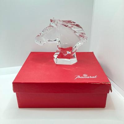 LOT 79: Stunning Baccarat France Crystal Horse Head with Box