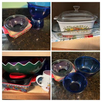 LOT 86: Kitchen Cabinet Cleanout: Corning Ware "Spice of Live", Pioneer Woman, Pyrex and More