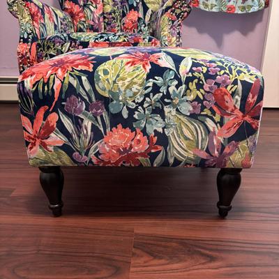 LOT 87: Brightly Colored Haining Sejie Furniture Co. Accent Chair w/Matching Ottoman