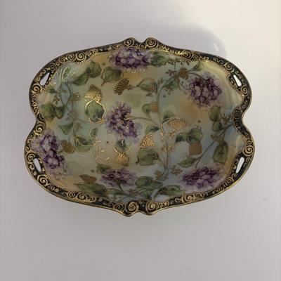 LOT 88 Vintage Hand Painted Nippon Footed Bowl, Floral Haviland, France Plate & Hand Decorated, Made in Italy Vase