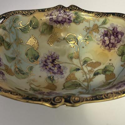 LOT 88 Vintage Hand Painted Nippon Footed Bowl, Floral Haviland, France Plate & Hand Decorated, Made in Italy Vase