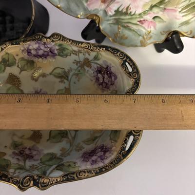 LOT 88 Vintage Hand Painted Nippon Footed Bowl, Floral Haviland, France Plate & Hand Decorated, Made in Italy Vase