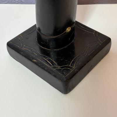 LOT 90: Vintage Carved Wooden Tribal Statue w/Metal Accents, Hand Made in Kenya Wall Art/Trivet along with 2 Black Onyx Statues