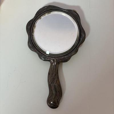 LOT 92: Art Nouveau Standing Mirror, Art Nouveau Handheld Mirror & More