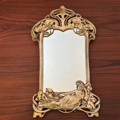 LOT 92: Art Nouveau Standing Mirror, Art Nouveau Handheld Mirror & More