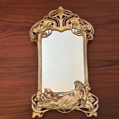 LOT 92: Art Nouveau Standing Mirror, Art Nouveau Handheld Mirror & More