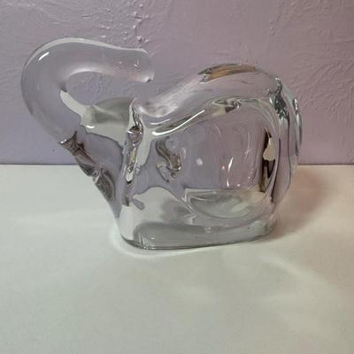 LOT 93: Lead Crystal Lucky Elephant Coin Bank, Hand Crafted Stone Hippopotamus & More