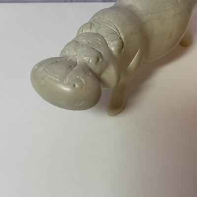 LOT 93: Lead Crystal Lucky Elephant Coin Bank, Hand Crafted Stone Hippopotamus & More