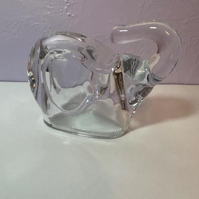 LOT 93: Lead Crystal Lucky Elephant Coin Bank, Hand Crafted Stone Hippopotamus & More