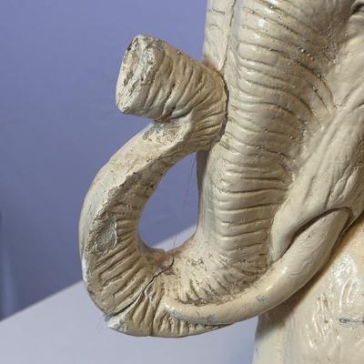 LOT 100: Vintage Chalkware Mother Elephant w/Baby along with a Ceramic Elephant