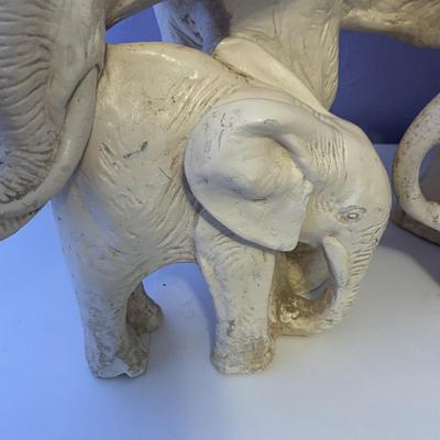 LOT 100: Vintage Chalkware Mother Elephant w/Baby along with a Ceramic Elephant