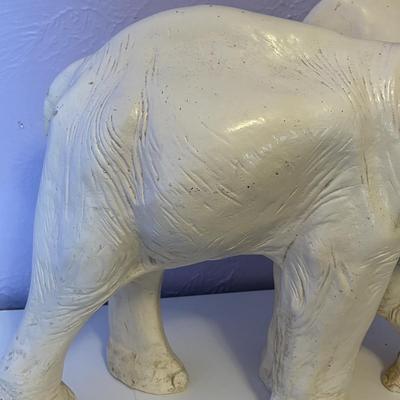 LOT 100: Vintage Chalkware Mother Elephant w/Baby along with a Ceramic Elephant
