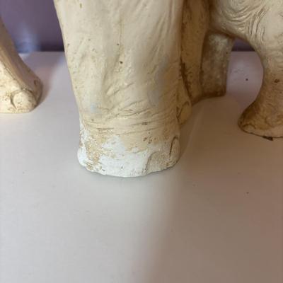 LOT 100: Vintage Chalkware Mother Elephant w/Baby along with a Ceramic Elephant