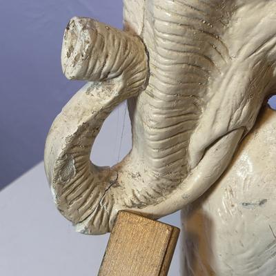 LOT 100: Vintage Chalkware Mother Elephant w/Baby along with a Ceramic Elephant