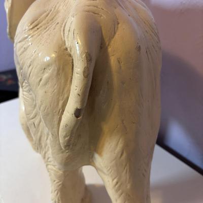 LOT 100: Vintage Chalkware Mother Elephant w/Baby along with a Ceramic Elephant