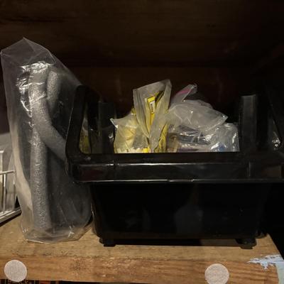 LOT 105: Garage Spare Parts & More Cabinet Cleanout (Cans on top shelf are empty)