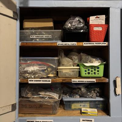 LOT 106: Garage Hardware Cabinet Cleanout
