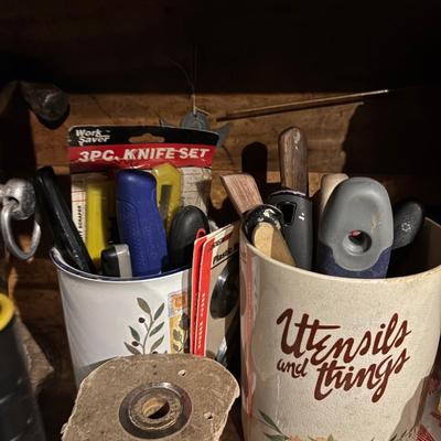 LOT 107: Garage Tools & More Cabinet Cleanout