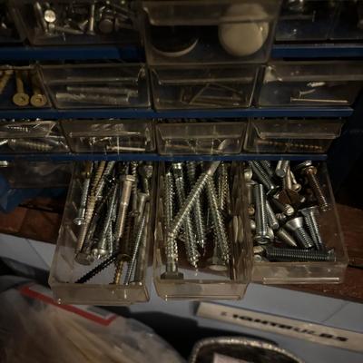 LOT 108: Nuts, Bolts, Nails, Screws, 40 Drawer Filled Organizer Garage Cleanout