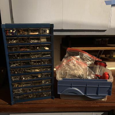 LOT 108: Nuts, Bolts, Nails, Screws, 40 Drawer Filled Organizer Garage Cleanout
