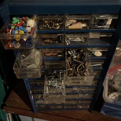 LOT 108: Nuts, Bolts, Nails, Screws, 40 Drawer Filled Organizer Garage Cleanout