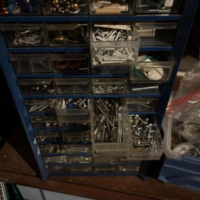 LOT 108: Nuts, Bolts, Nails, Screws, 40 Drawer Filled Organizer Garage Cleanout