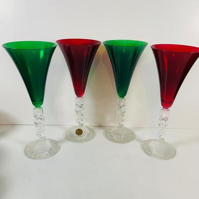 LOT 110: For a Festive Holiday Table, Lenox 10” Serving Bowl and Platter, Red and Green Noel Crystal Flutes, Holiday Plates, Tumblers,...
