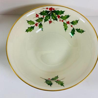 LOT 110: For a Festive Holiday Table, Lenox 10” Serving Bowl and Platter, Red and Green Noel Crystal Flutes, Holiday Plates, Tumblers,...