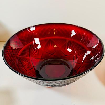 LOT 111: Cristal d’Arques Ruby Red Bowls, Red Plates, and Sugar Bowl and Creamer and More